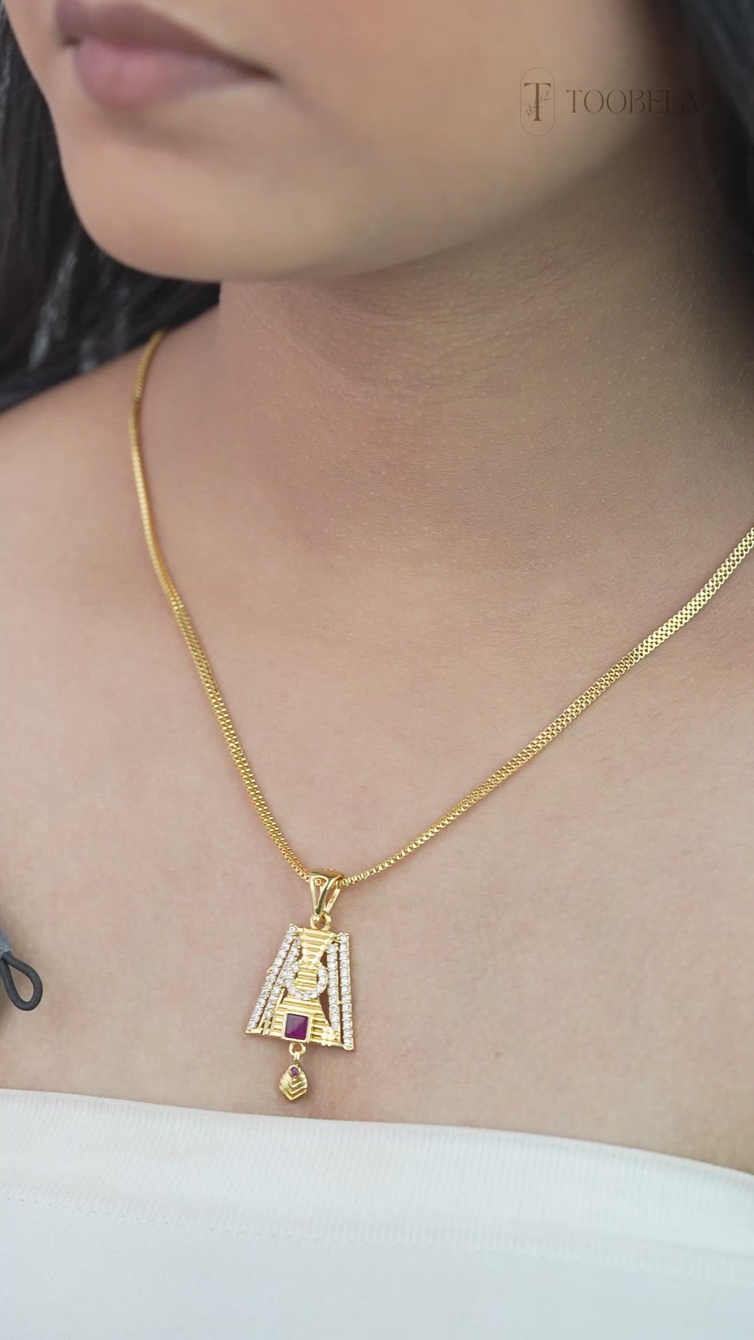 TooBela gold tone temple pendant necklace set product showcase video