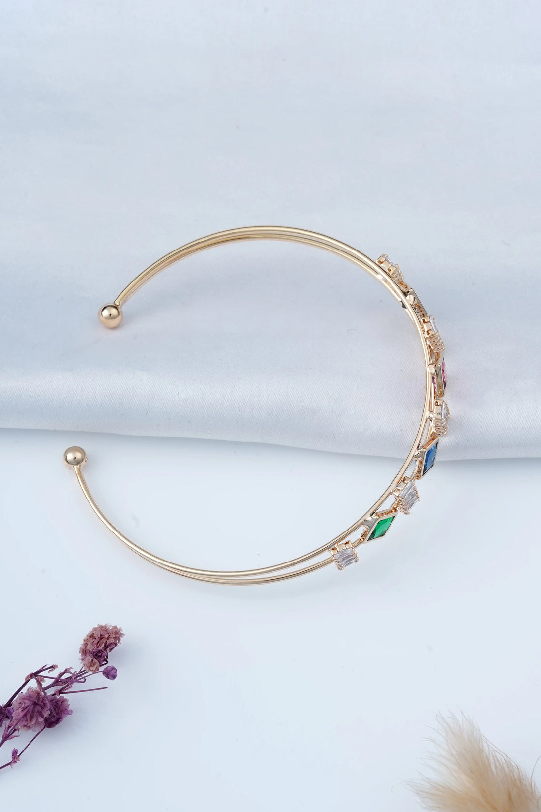 TooBela multicolor gemstone gold plated designer bracelet for women