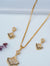 TooBela gold tone crystal pendant necklace set with matching drop earrings for women