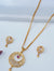 TooBela gold tone circular crystal pendant necklace set with ruby stone
