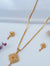 TooBela gold tone square crystal pendant necklace set for women