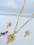 TooBela gold tone teardrop pendant necklace set with pink stone and crystal detailing