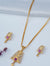 TooBela gold tone temple pendant necklace set with pink square stone and CZ accents