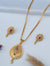 TooBela gold tone traditional pendant necklace set with ruby color teardrop stone and matching earrings